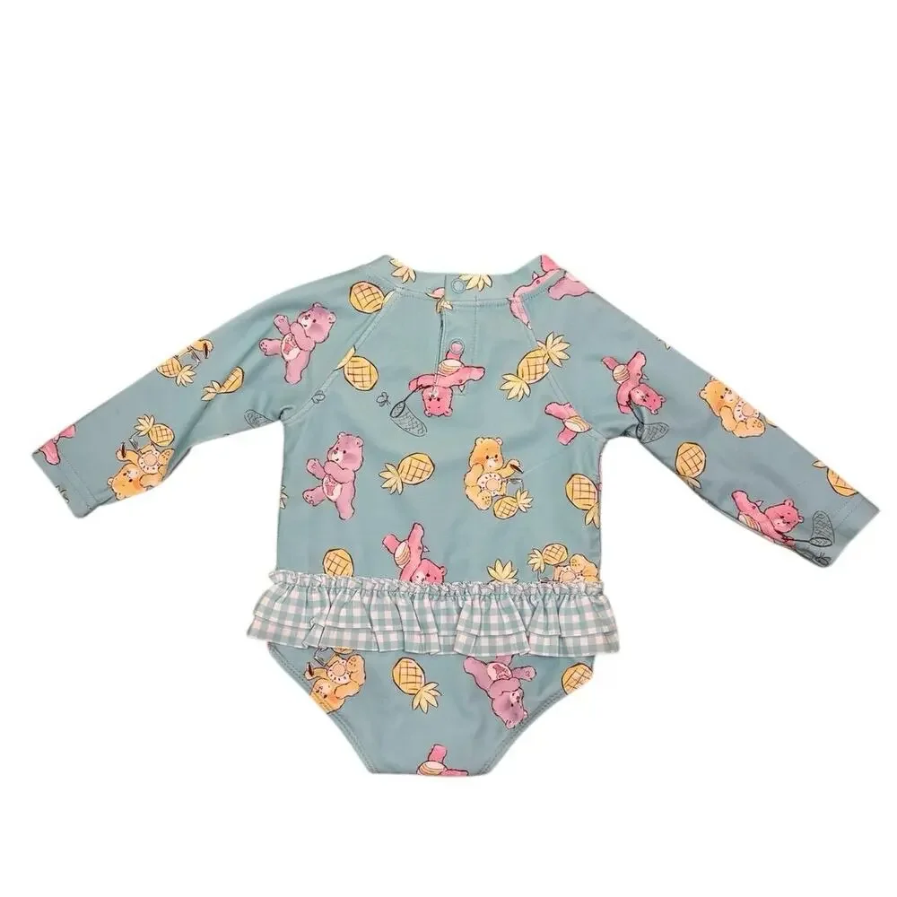 Care Bears Baby Rash Guard Swimsuit 3-6 Months Blue UPF Long Sleeve NWT